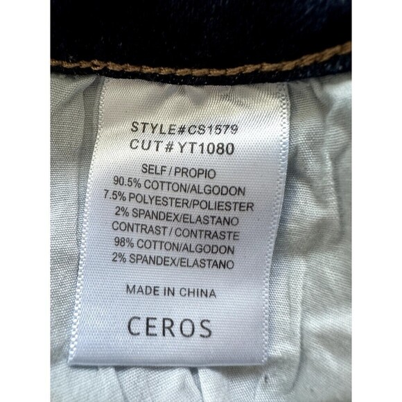 Ceros Distressed Straight Asymmetrical Front Woman's Jeans Size 30 Denim Blue - Picture 4 of 16